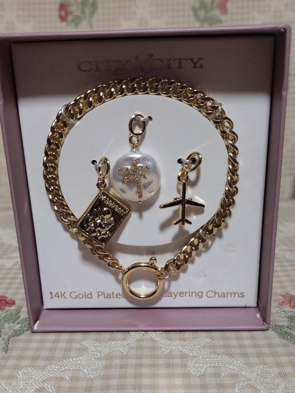 Gold-Tone Layering Charm Bracelet with Travel Charms -